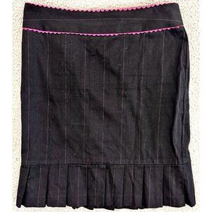 Y2K Skirt Pinstripe Black Pink Pleated Hem Pencil Wiggle
